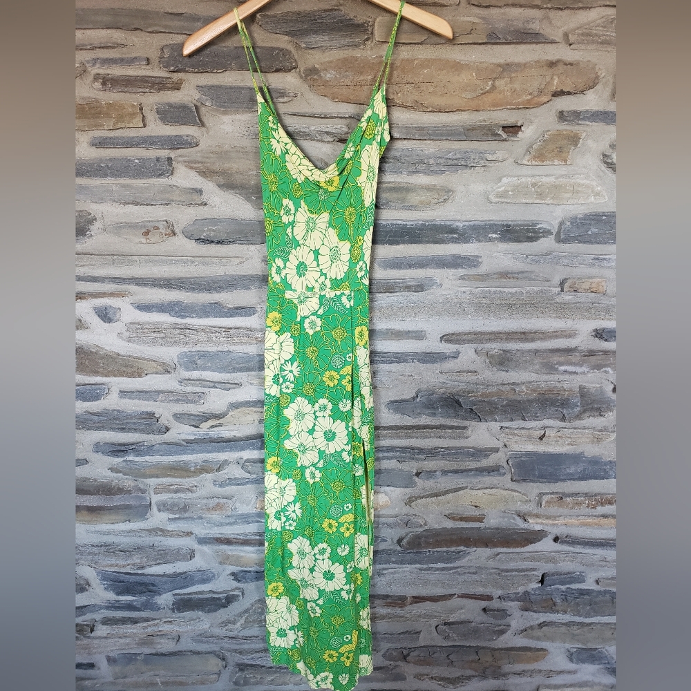 XIX Palms Green Yellow Dress Medium